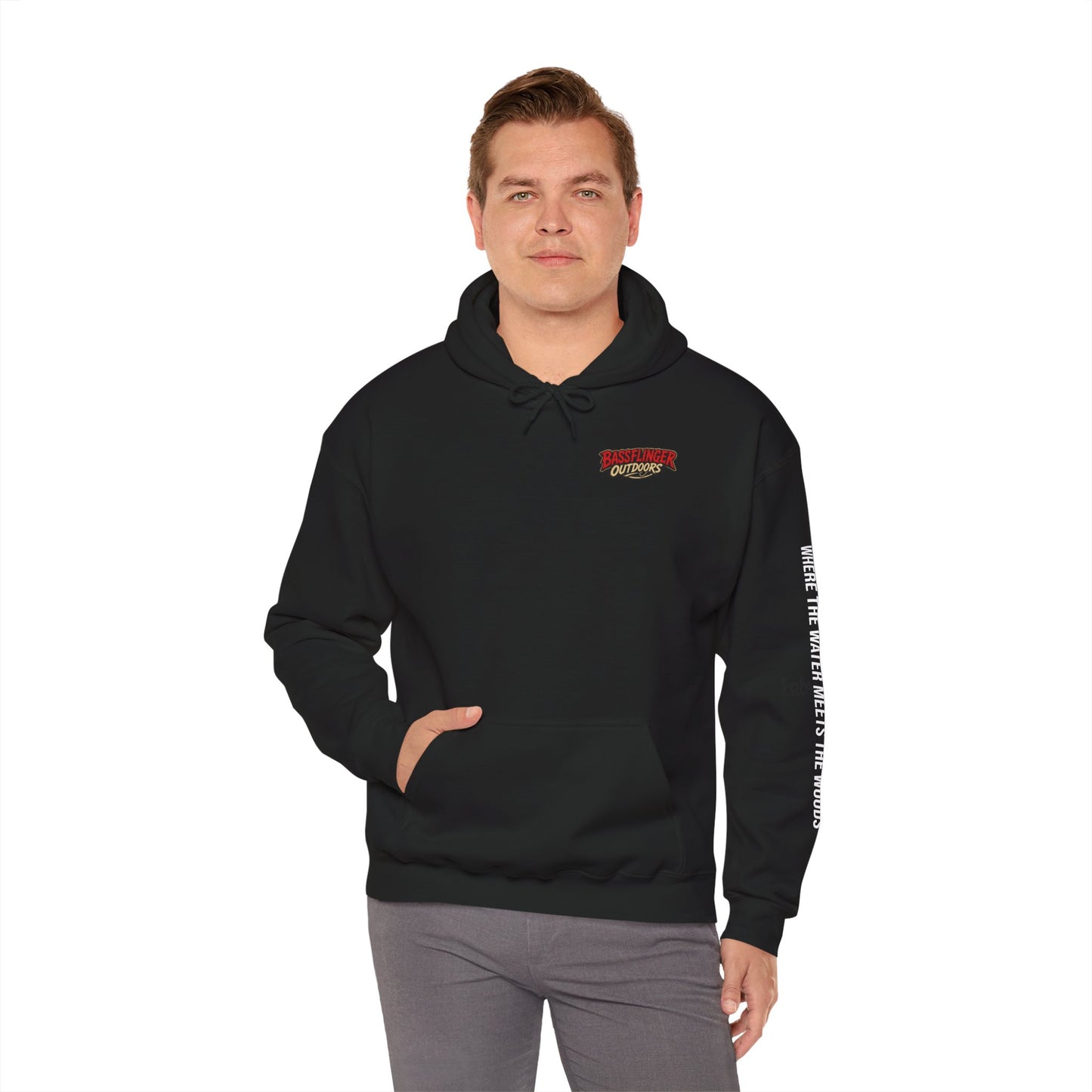 Bassflinger Outdoors Hoodie — Vintage Fisherman Graphic Fishing Hoodie